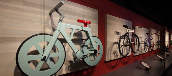 cardboard bike on wall